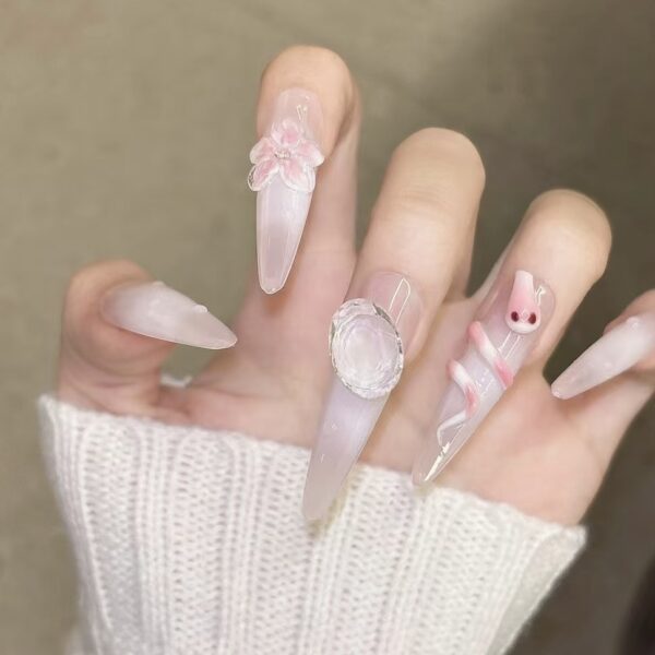 Crystal Bloom & Bear Press-On Nails | Princess Fantasy Series