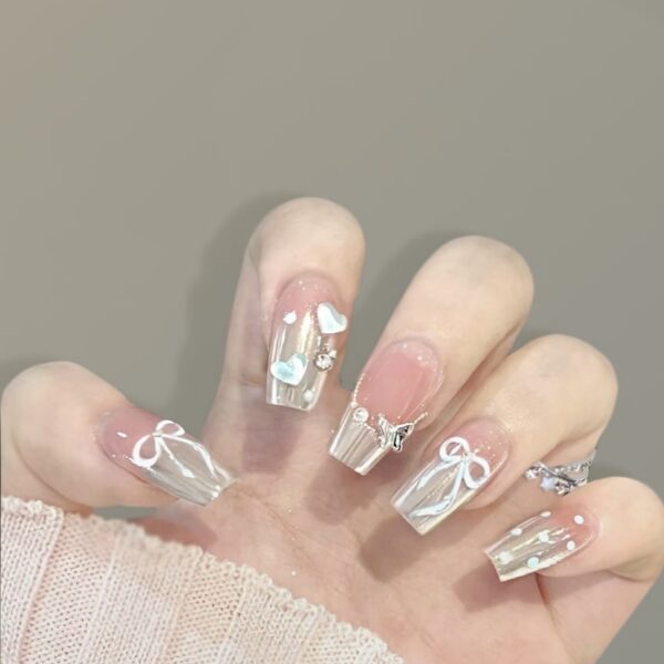 Icy Ribbon Dream Press-On Nails | Transparent Crystal Series