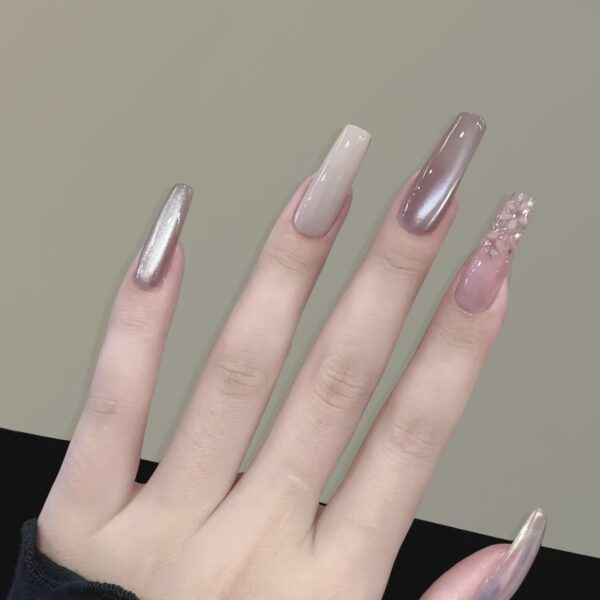 Champagne Mist Gradient Press-On Nails | Elegant Nude Series