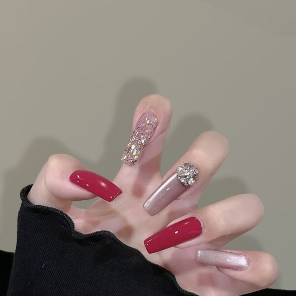 Ruby Rose & Crystal Crown Press-On Nails | Royal Glam Series