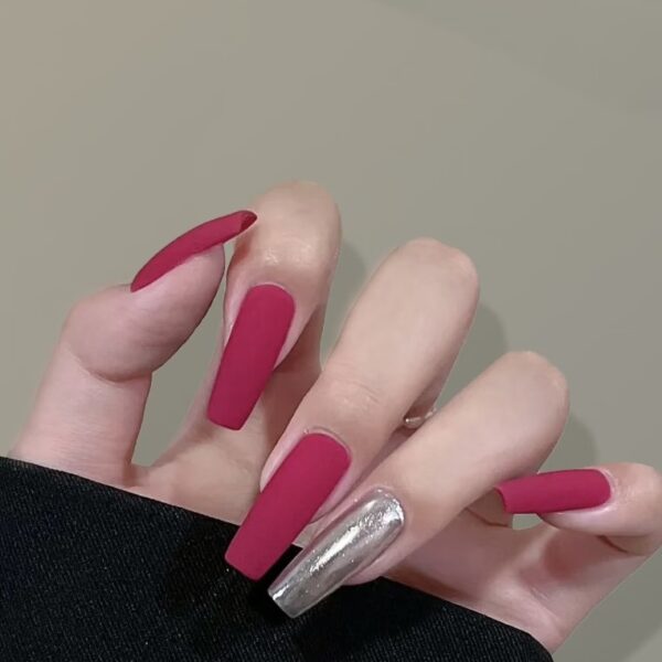 Hot Pink & Chrome Accent Press-On Nails | Bold Diva Series