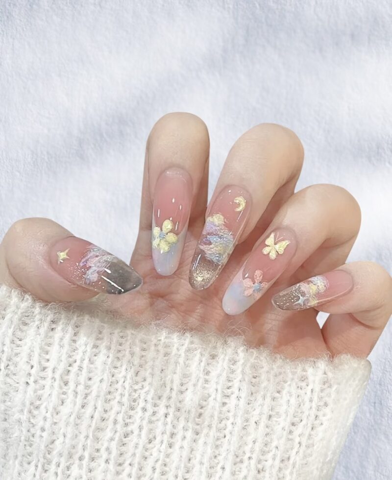Butterfly Dream Pastel Press-On Nails | Cloud Fantasy Series