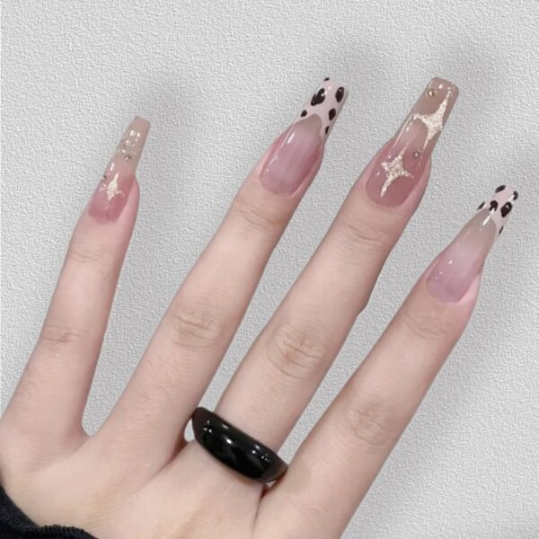 Trendy Cow Print & Glitter Sparkle Press-On Nails | Y2K Vibes Series